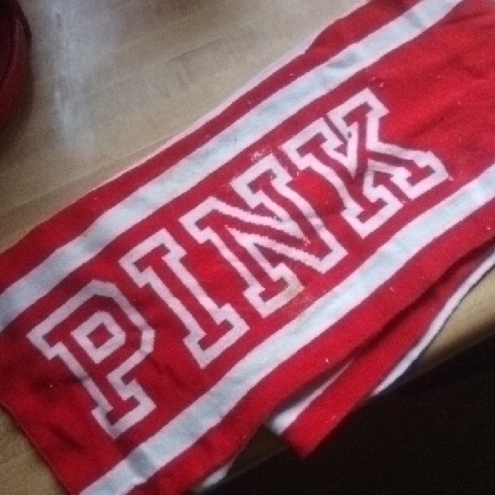 PINK Victoria's Secret Red and White Scarf